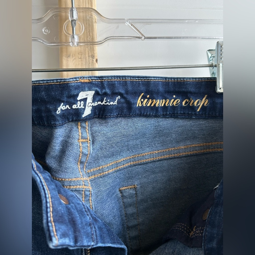 7 For All Mankind | Kimmie Crop | Blue Straight Leg Jeans | Size 29 - Picture 4 of 7